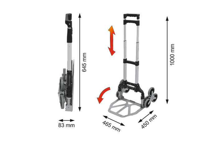 Stopniščni voziček VOREL 78662, transportni voziček 75 kg