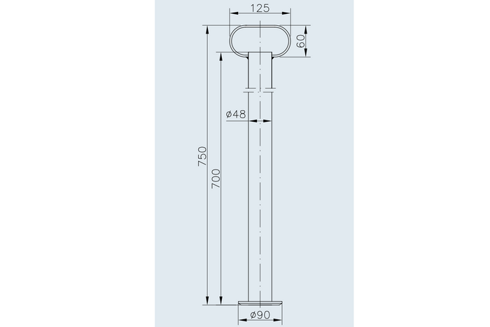 WINTERHOFF RSR48-700 fiksni nosilec za 150 kg prikolico s ploščadjo 48 mm 700 mm