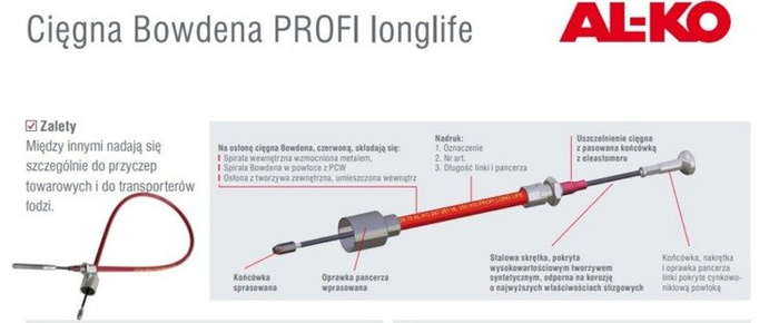 Zavorna žica Bowden žica AL-KO 247286 hitra montaža 1130/1326 mm