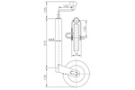 Podporno kolo z objemko UNITRAILER 150kg 48mm 505-730mm